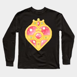 Heart Moon Brooch Pixel Art Long Sleeve T-Shirt